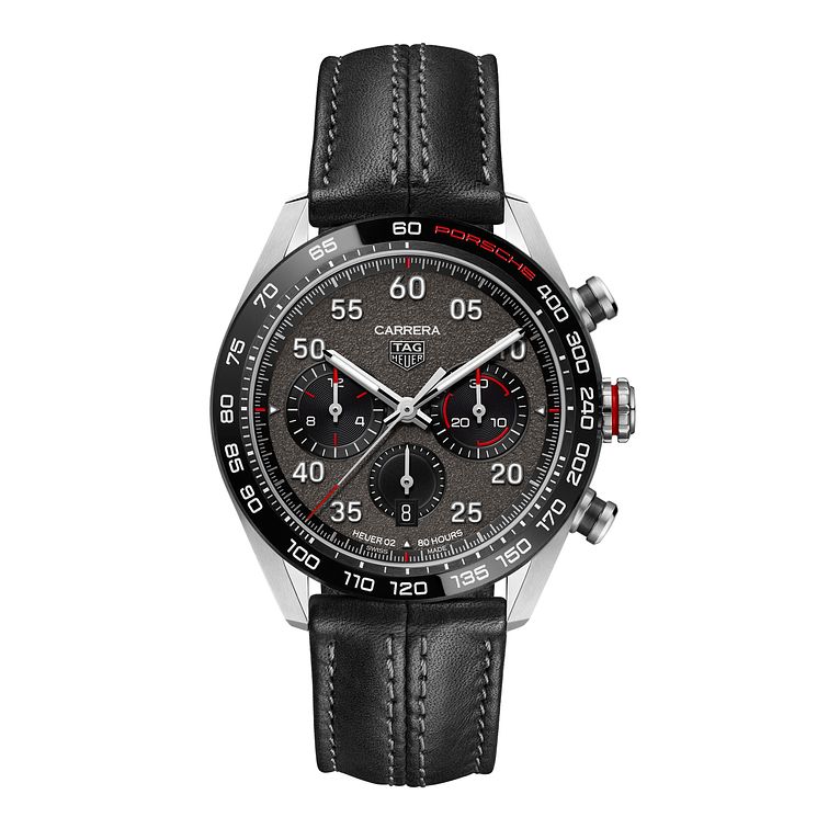 Tag Heuer Carrera Porsche Black Leather Strap Watch