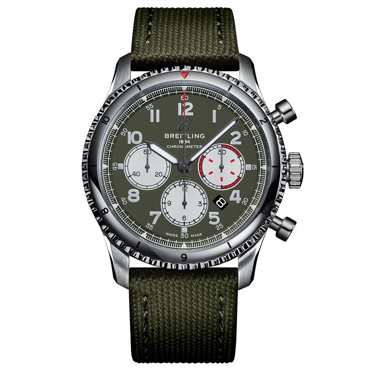 Breitling Aviator 8 B01 Curtiss Warhawk Green Strap Watch