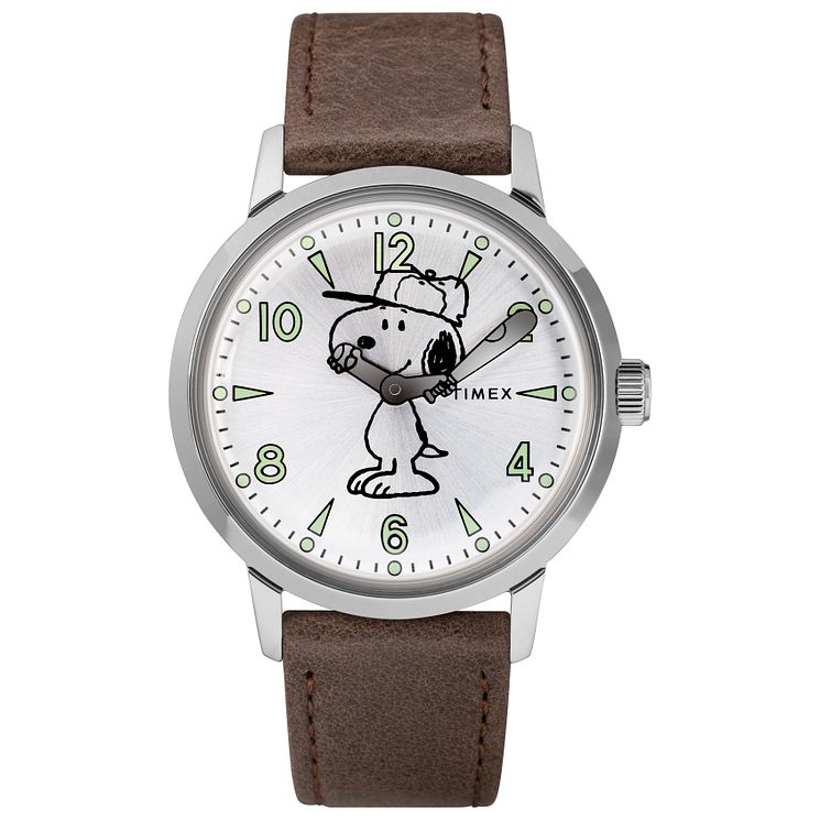 Timex Peanut Collection Snoopy Mens Brown Strap Watch