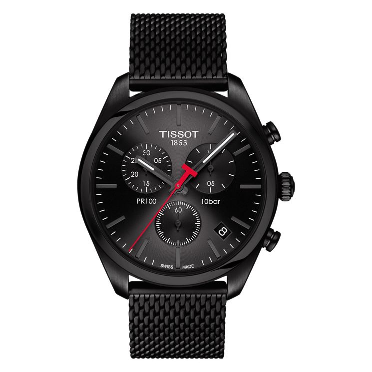 Tissot Pr100 Mens Stainless Steel Black Chronograph Watch