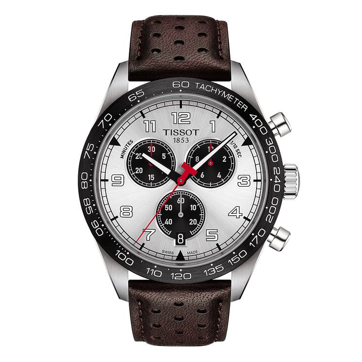 Tissot Prs 516 Chronograph Mens Brown Leather Strap Watch