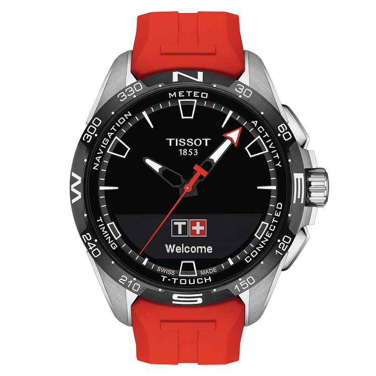 Tissot T-touch Connect Solar Red Rubber Strap Watch