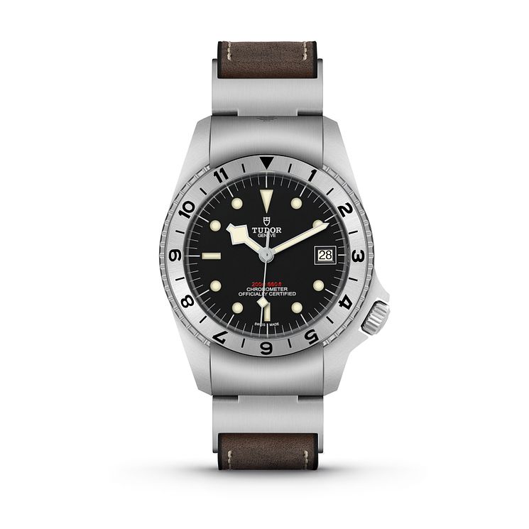 Tudor Black Bay P01 Mens Leather Strap Watch