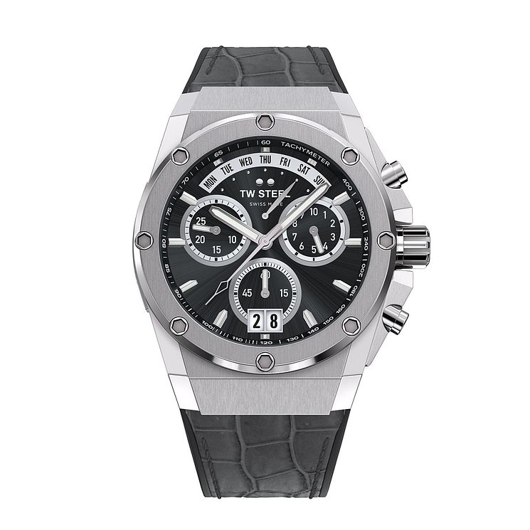 Tw Steel Ace Genesis Mens Grey Leather Strap Watch