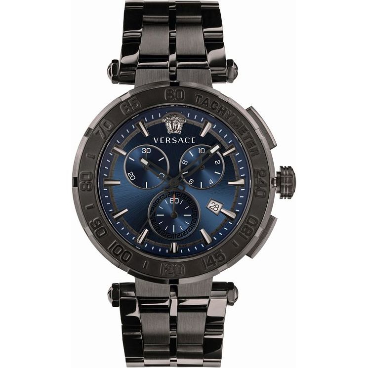 Versace Greca Chrono Mens Black Ip Bracelet Watch