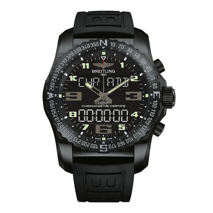 Breitling Cockpit B50 Mens Ion Plated Black Dial Rubber Strap Watch