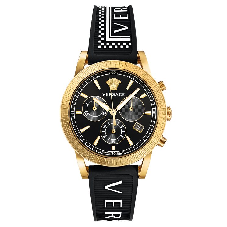 Versace Sport Tech Black Rubber Logo Strap Watch