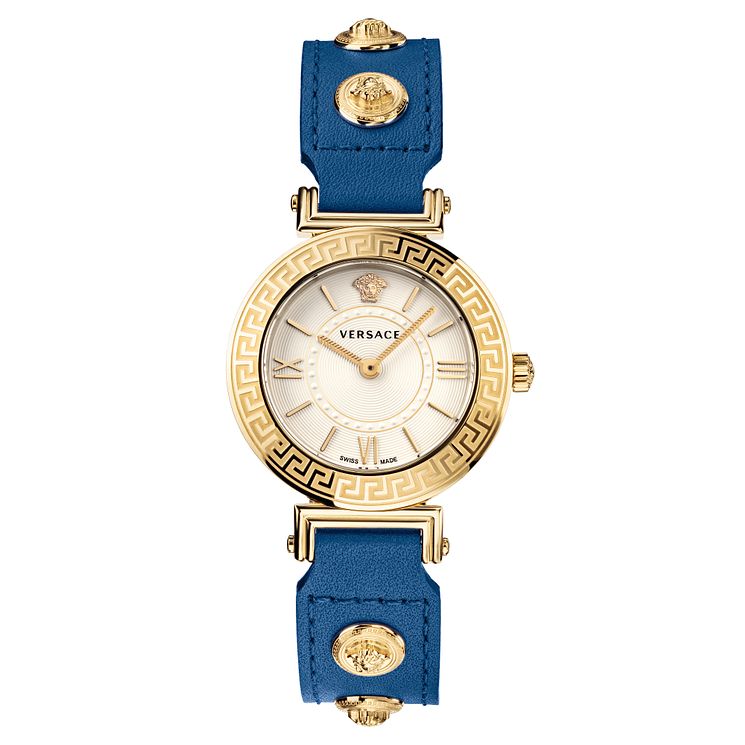 Versace Tribute Ladies Blue Leather Strap Watch