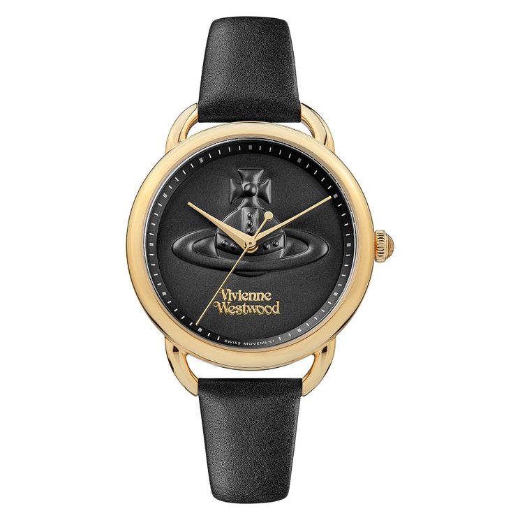 Vivienne Westwood Carnaby Ladies Black Leather Strap Watch