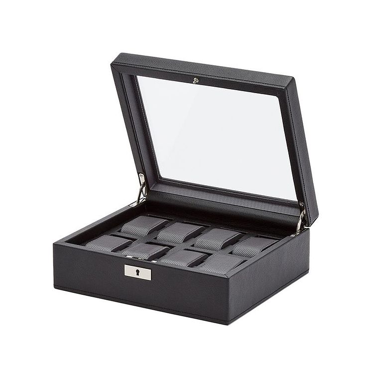 Wolf Viceroy Black Vegan Leather 8 Piece Watch Box