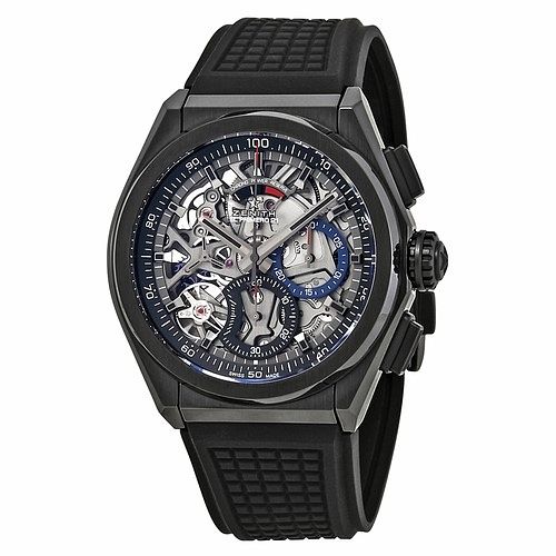 Zenith Defy El Primero Mens Black Rubber Strap Watch