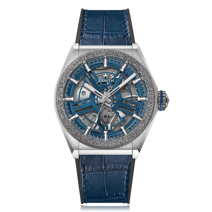 Zenith Defy Inventor Mens Blue Leather Strap Watch