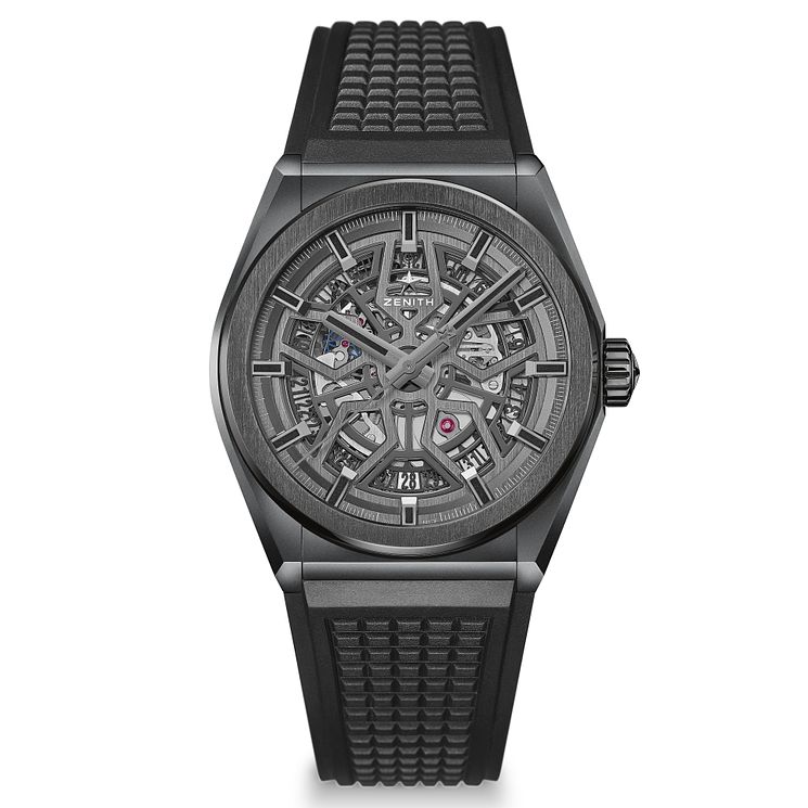 Zenith Defy Mens Black Rubber Strap Watch