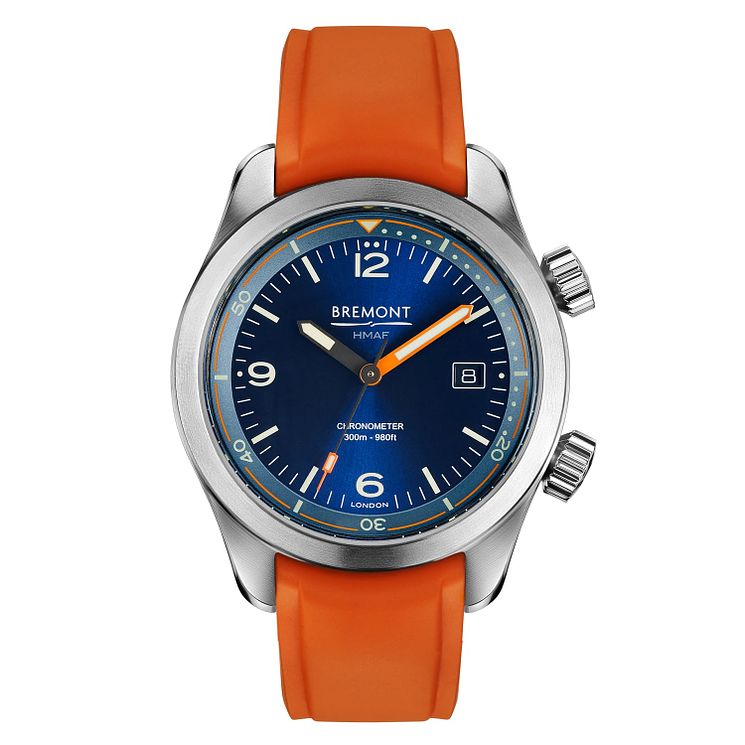 Bremont Argonaut Azure Mens Orange Rubber Strap Watch