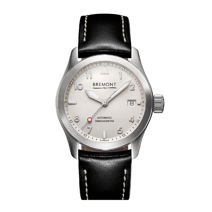 Bremont Solo-37 Mens Black Leather Strap Watch