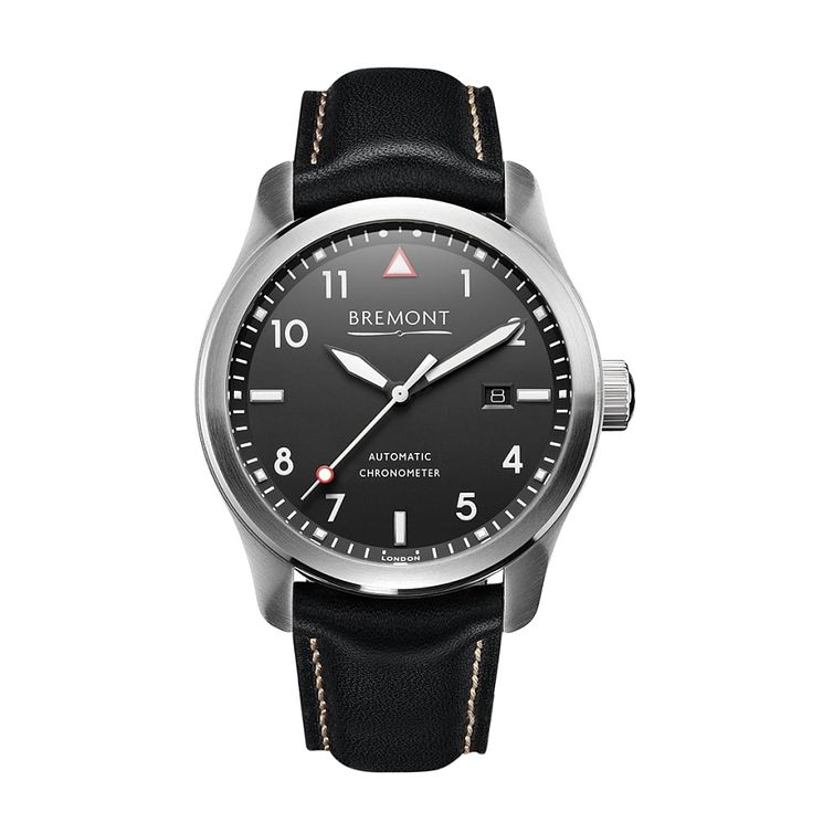 Bremont Solo-43 Mens Black Leather Strap Watch