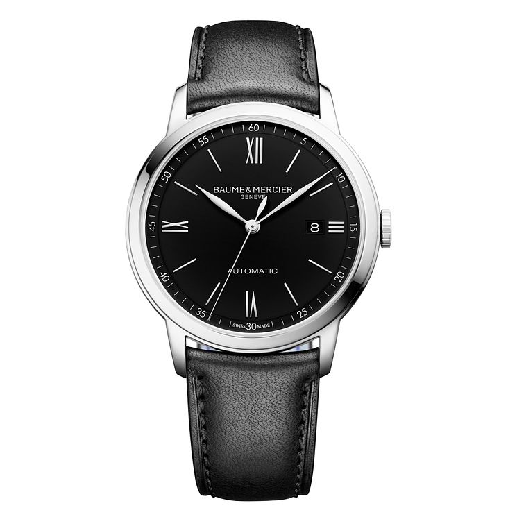 BaumeandMercier Classima Black Leather Strap Watch