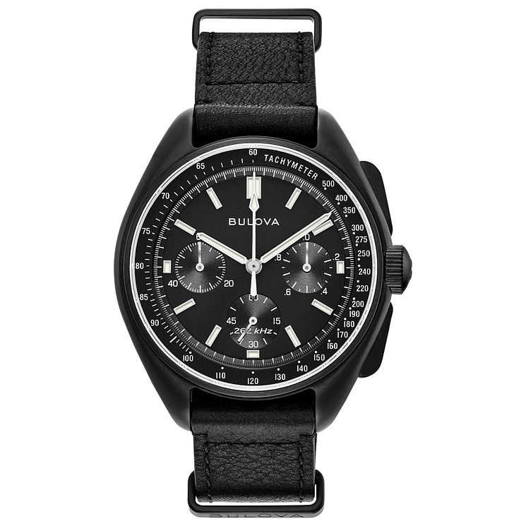 Bulova Lunar Pilot Chronograph Mens Black Strap Watch