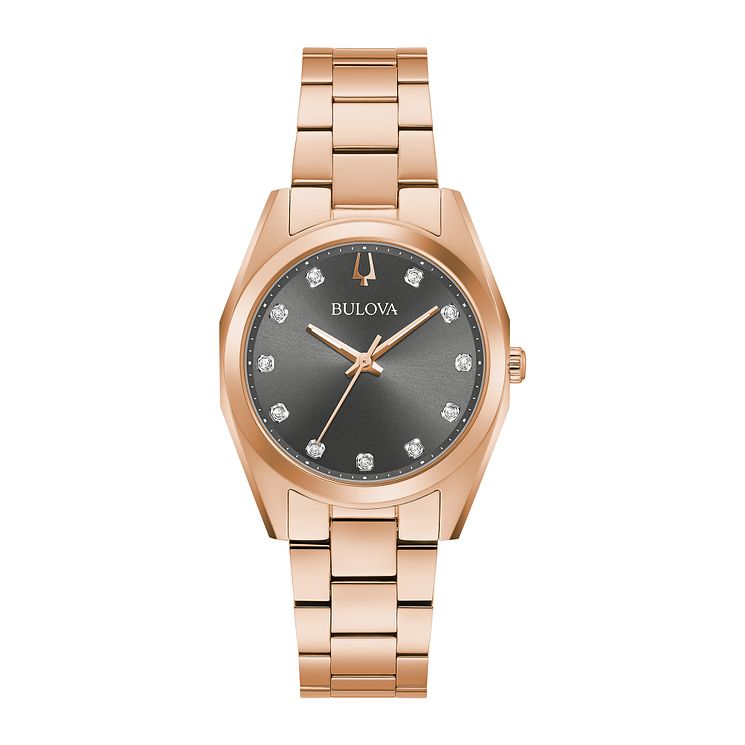 Bulova Surveyor Diamond Ladies Rose Gold Tone Watch