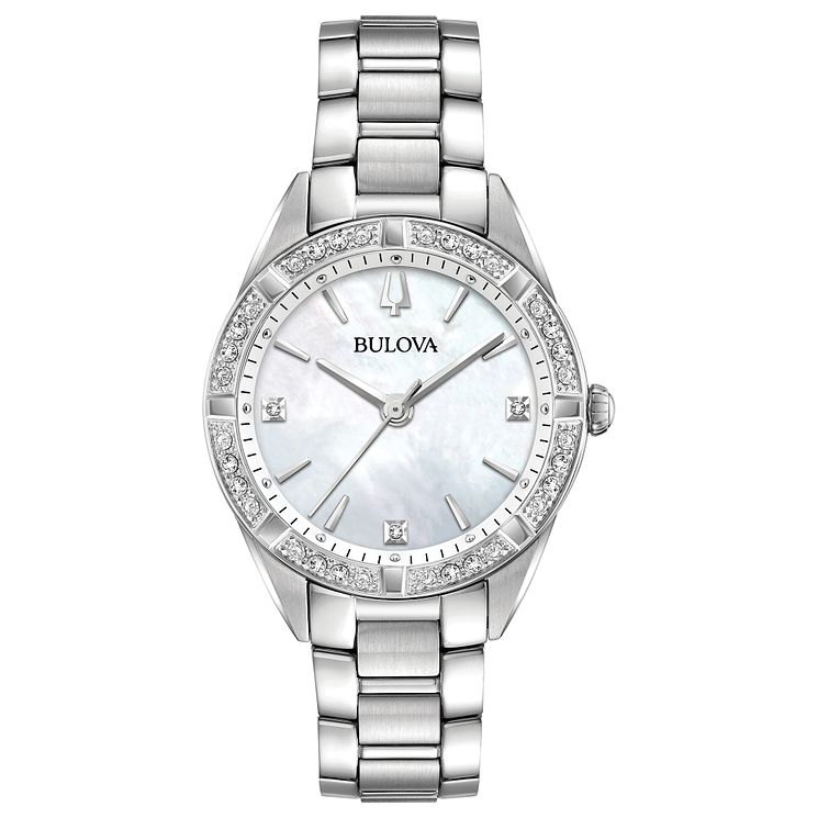 Bulova Sutton Ladies Diamond Mother Of Pearl Bracelet Watch