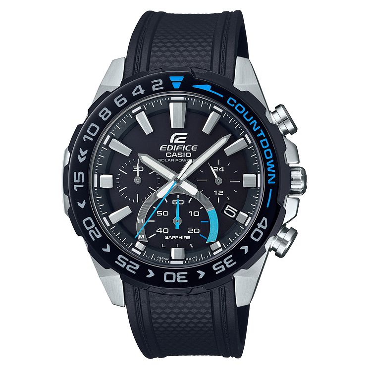 Casio Edifice Countdown Mens Black Resin Strap Watch