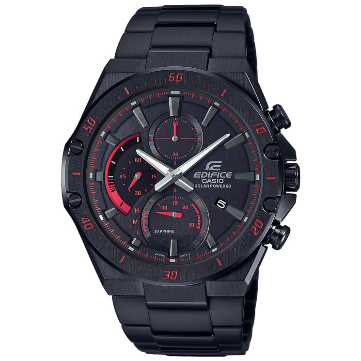 Casio Edifice Slim Mens Black Ip Bracelet Watch