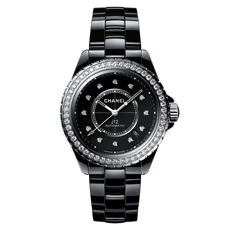 Chanel J12 Diamond Bezel Ladies Black Ceramic Watch