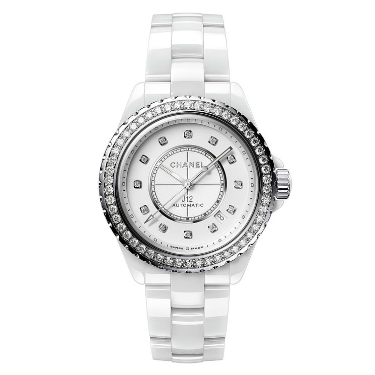 Chanel J12 Diamond Bezel Ladies White Ceramic Watch