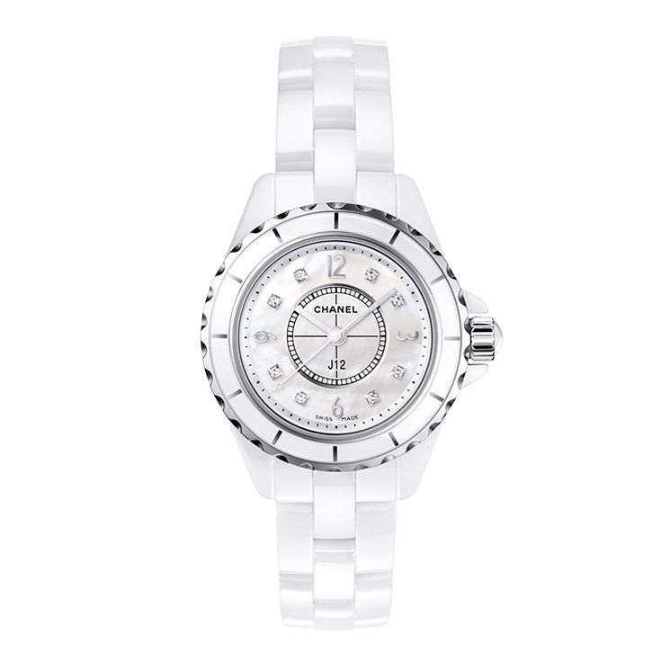 Chanel J12 White Ceramic Diamond Set Bracelet Watch