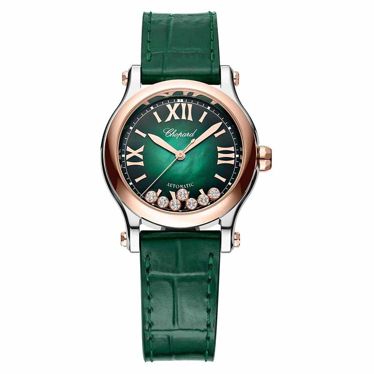 Chopard Happy Sport Ladies Green Leather Strap Watch