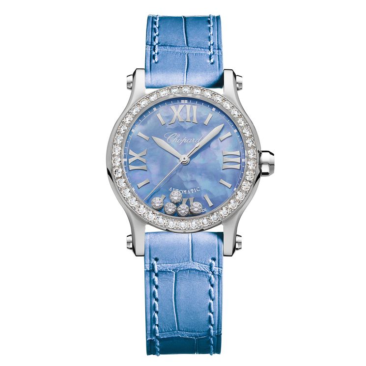 Chopard Happy Sport Ladies Light Blue Leather Strap Watch