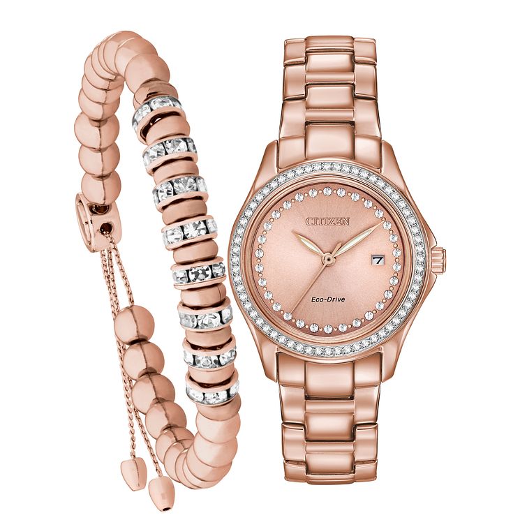 Citizen Ladies Rose Gold Plated Bracelet And Watch Set