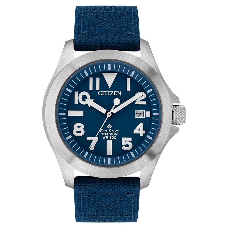 Citizen Mens Eco-drive Titanium Blue Strap Watch