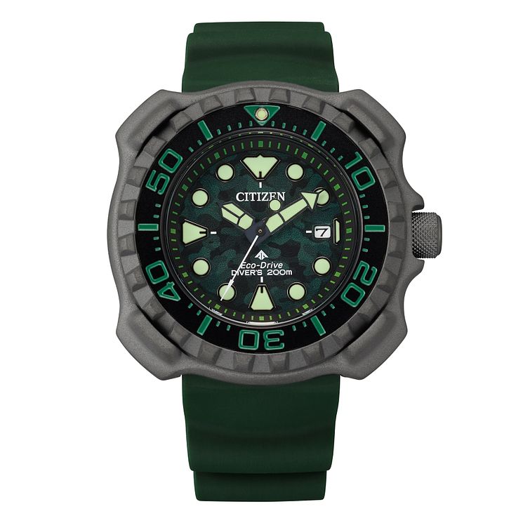 Citizen Promaster Mens Green Resin Strap Watch