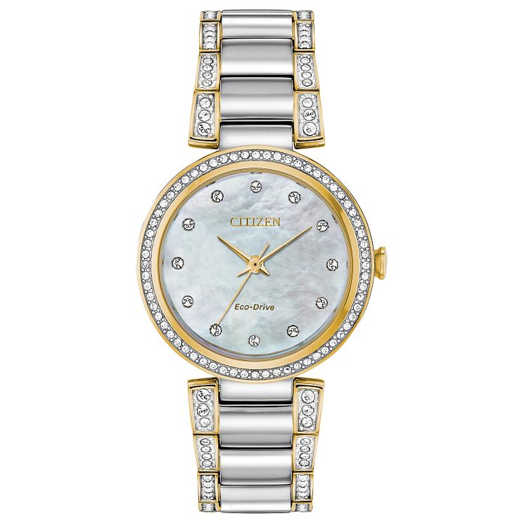 Citizen Silhouette Crystal Ladies Two Tone Bracelet Watch