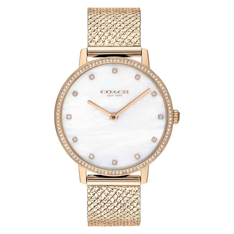 Coach Audrey Ladies Champagne Gold Ip Mesh Bracelet Watch