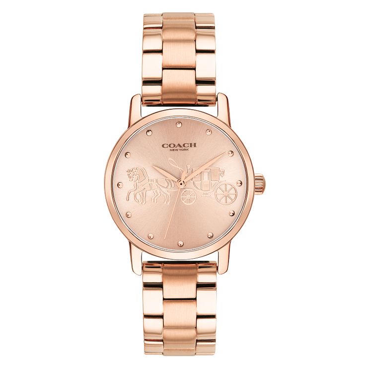 Coach Grand Ladies Rose Gold Tone Bracelet Watch