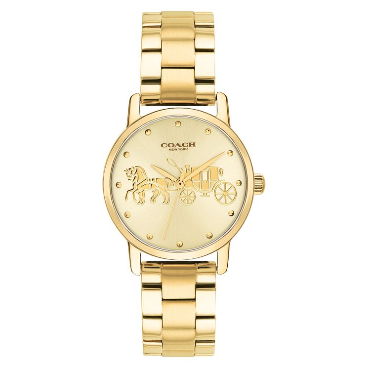 Coach Grand Ladies Yellow Gold Tone Bracelet Watch