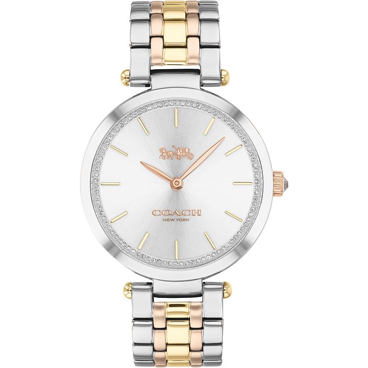 Coach Park Ladies Tri Tone Crystal Bracelet Watch