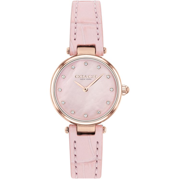 Coach Park Rose Gold Tone Crystal Pink Strap Watch