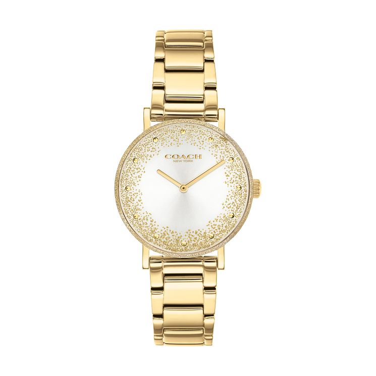 Coach Perry Glitter Ladies Yellow Gold Tone Bracelet Watch