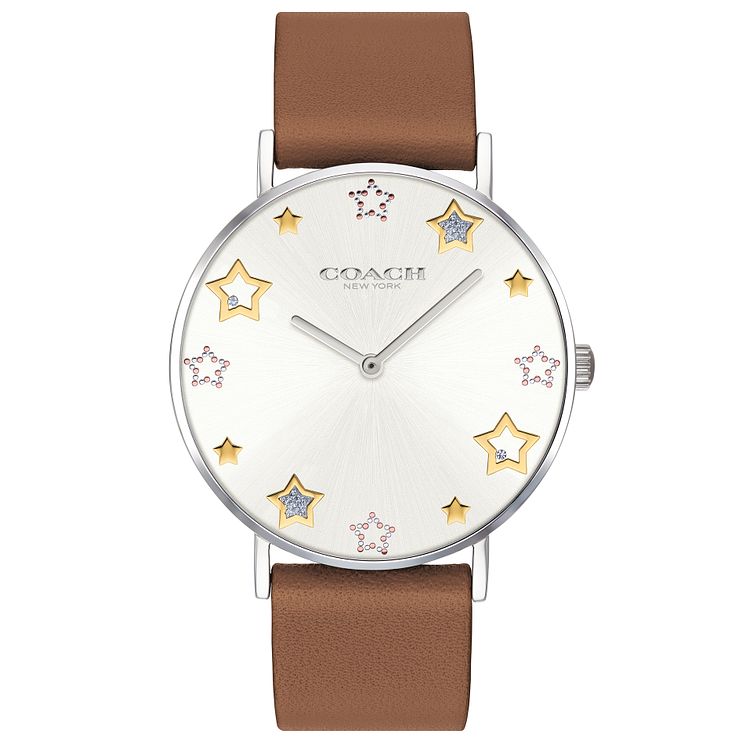 Coach Perry Ladies Brown Leather Strap Watch