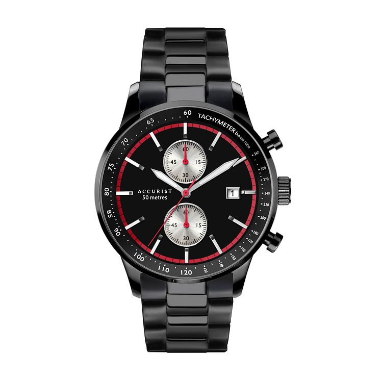 Accurist Chronograph Mens Black Ion-plated Bracelet Watch