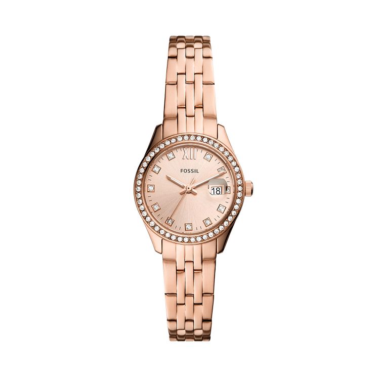 Fossil Scarlette Micro Ladies Rose Gold Tone Bracelet Watch