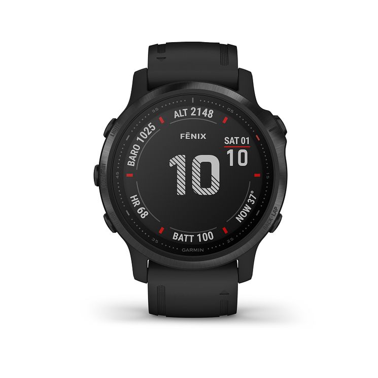 Garmin Fenix 6s Pro Mens Black Silicone Strap Smart Watch