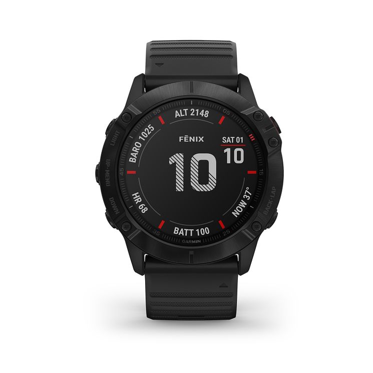 Garmin Fenix 6x Pro Mens Black Silicone Strap Smart Watch