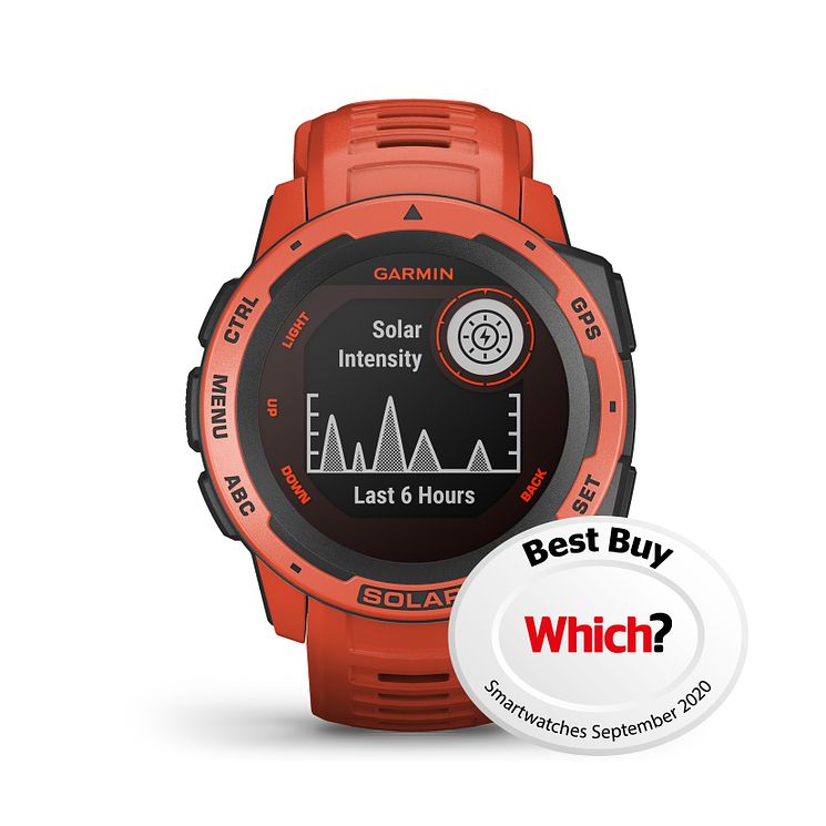 Garmin Instinct Solar Gps Flame Red Silicone Strap Watch