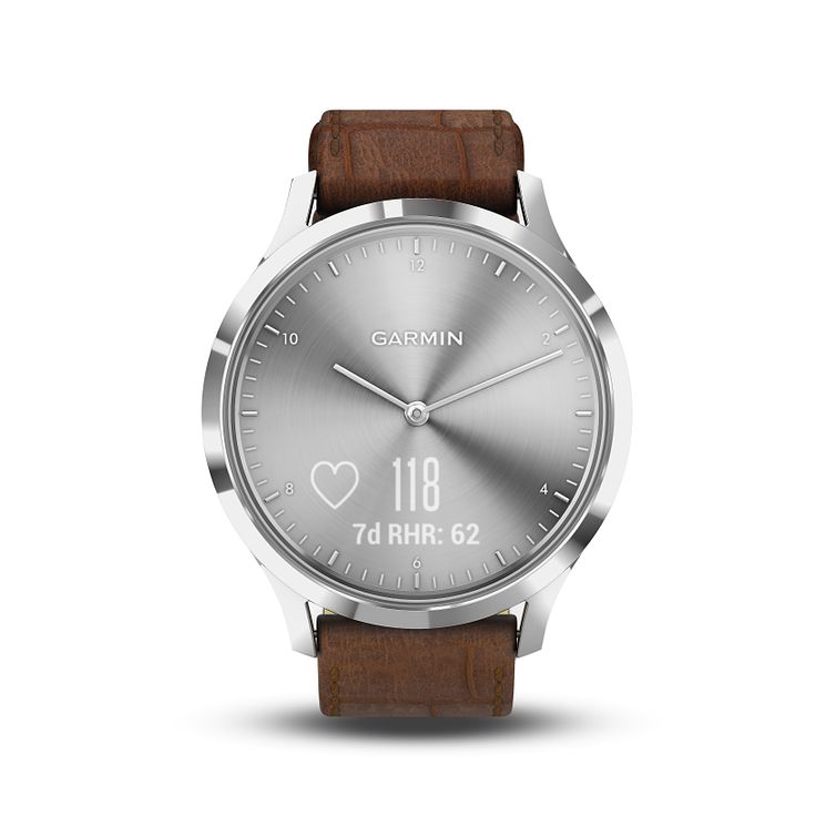 Garmin Vivomove Hr Brown Leather Strap Hybrid Smartwatch