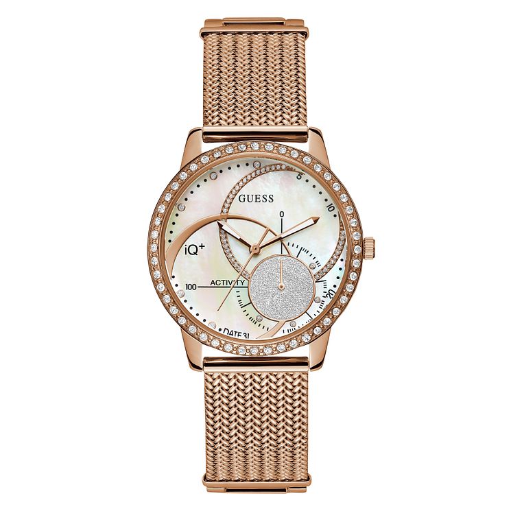 Guess Active Iq Ladies Rose Gold Tone Bracelet Smartwatch