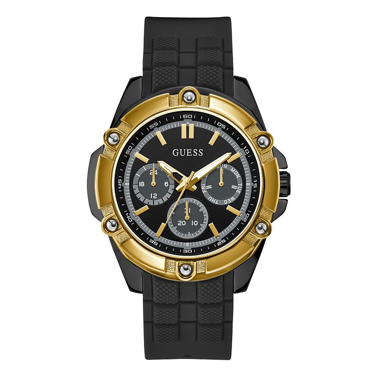 Guess Bolt Mens Black Silicone Strap Watch